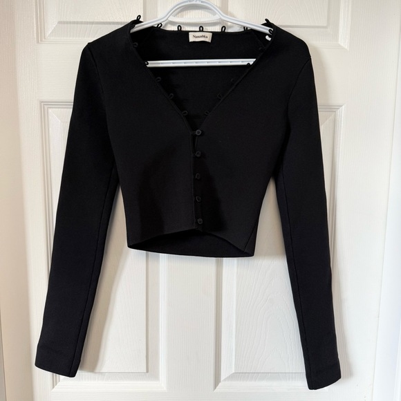 Nanushka Danique Cropped Cardigan Black Size Small - Picture 5 of 8